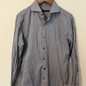 Zachary Prell Blue Striped Dress Shirt